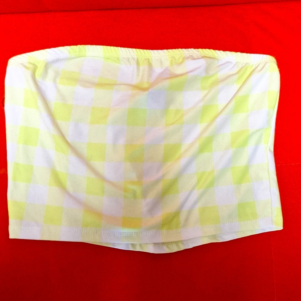 Yellow checker tube top